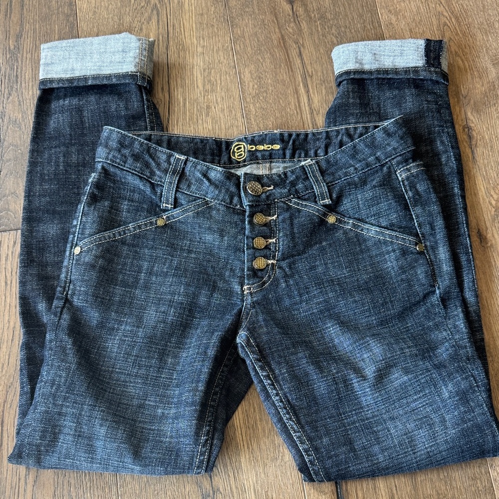Bebe button front skinny jeans